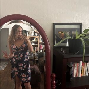 BCBGeneration Navy and Pink Floral Dress